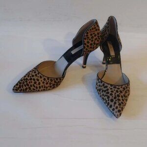 *Womens Michael Kors Tan Black Pony Hair Pointy Heels 39.5 US/9.5